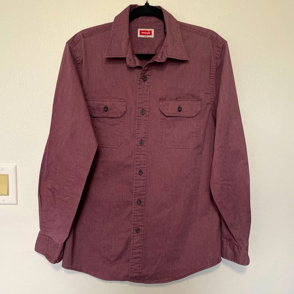 WRANGLER SHIRT SHACKET LONG SLEEVES MED TWO CHEST POCKETS WINE COLOR FOR FALL - Picture 1 of 8